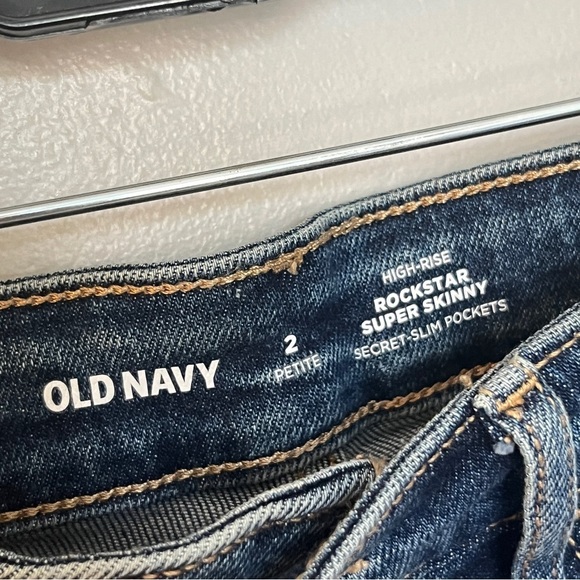 Old Navy High Rise Rockstar Super Skinny Distressed Denim Jeans Blue XS Small 2 - Picture 4 of 8